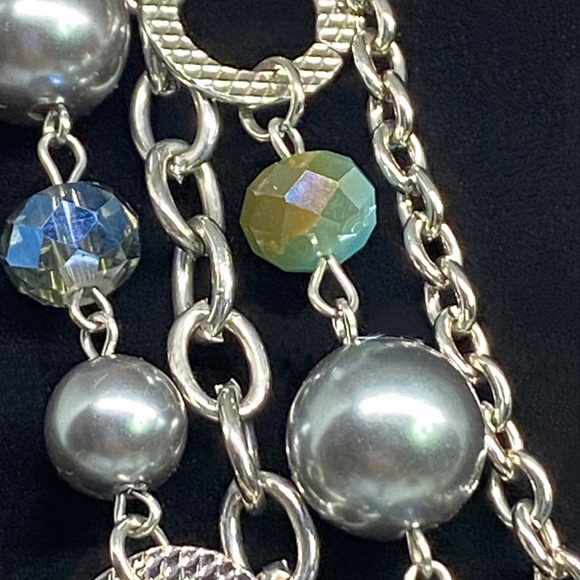 Multi Strand w/Faceted Silver/Blue & Aqua Beading - Picture 5 of 7